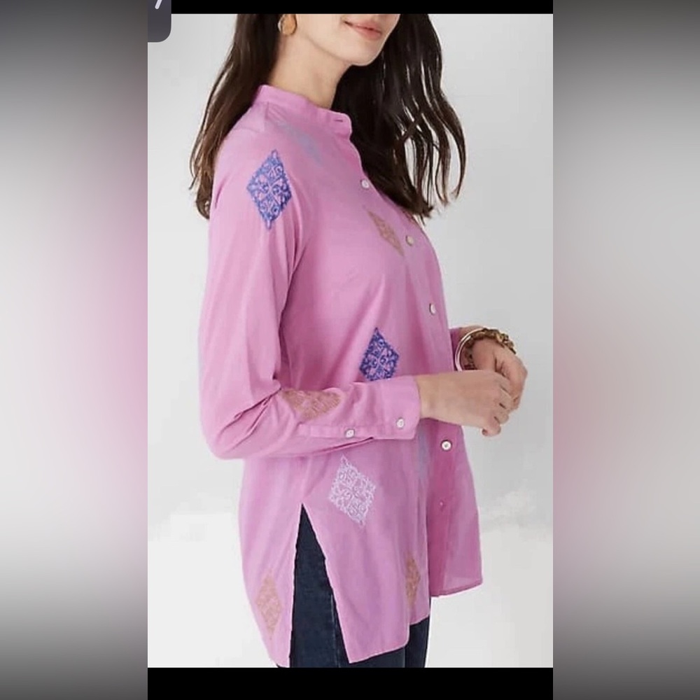 J. Jill NWT Embroidered Button-Front
Cotton Tunic - Picture 6 of 7